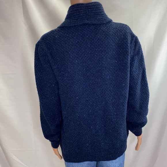 GIASONE Made in Italy Blue Speckled Collar Button down Wool Blend Cardigan SZ L - Picture 6 of 14